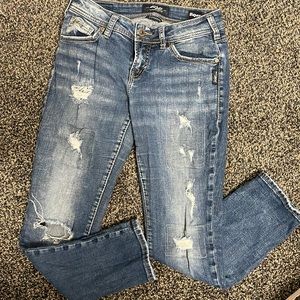 Boyfriend Fit Silver Jeans - W26/L25
